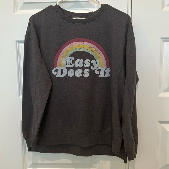 WildFox Heather Gray "Easy Does It" Statement Sweatshirt Size Small - Picture 1 of 12